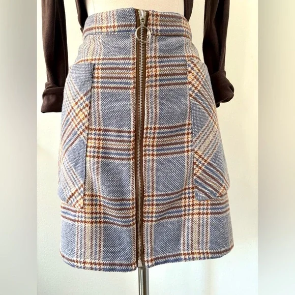 Clueless 90s Vibes! 🤎 Aeropostale Keyhole top flannel plaid mini skirt Outfit M - Picture 3 of 5